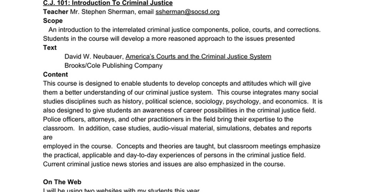 Criminal Justice Outline - Google Docs