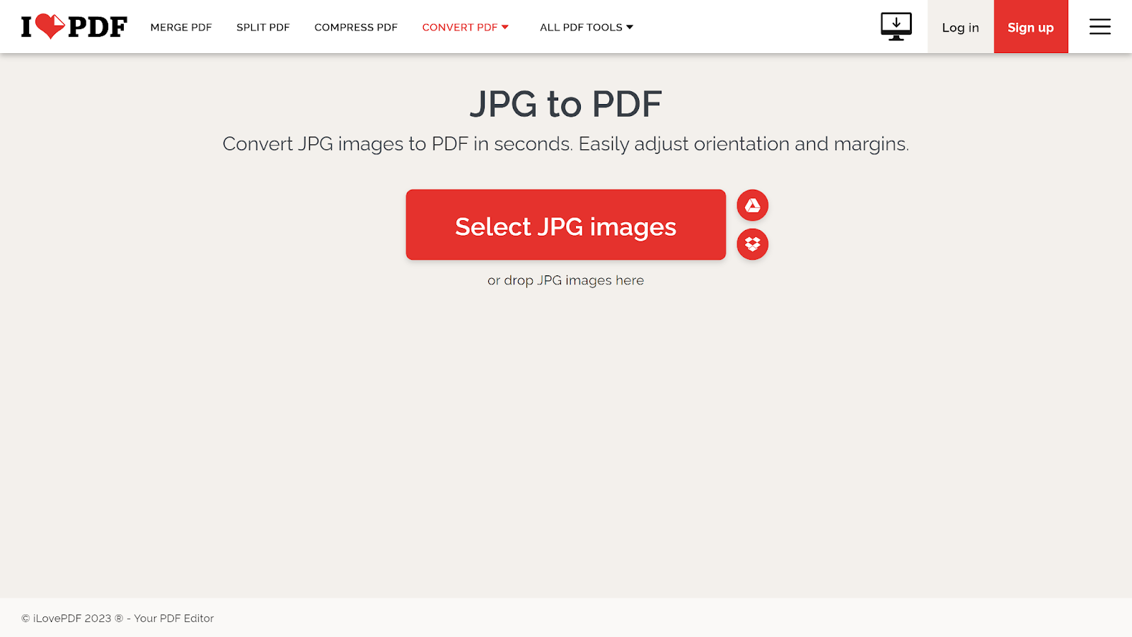 Convert images to PDF by iLovePDF