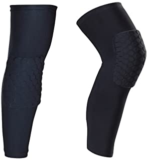 IULONEE Rodilleras Protectoras para Las piernas, 2 Paquetes Antideslizantes para Deportes de Voleibol Baloncesto Rodilleras Coderas Protectores de Compresión Largo (Pequeño, Negro)