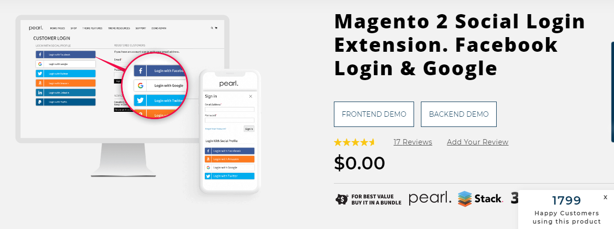 Magento 2 Social Login Extension by WeltPixel