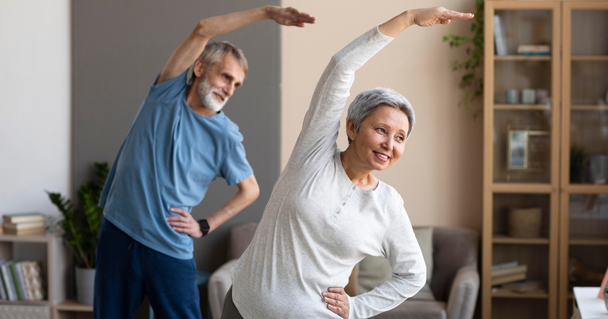 Exercise is a great way for this older man and woman to stay young at heart.