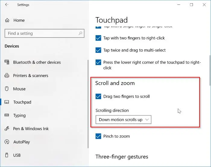 Cómo habilitar el desplazamiento con dos dedos en Windows 10-1