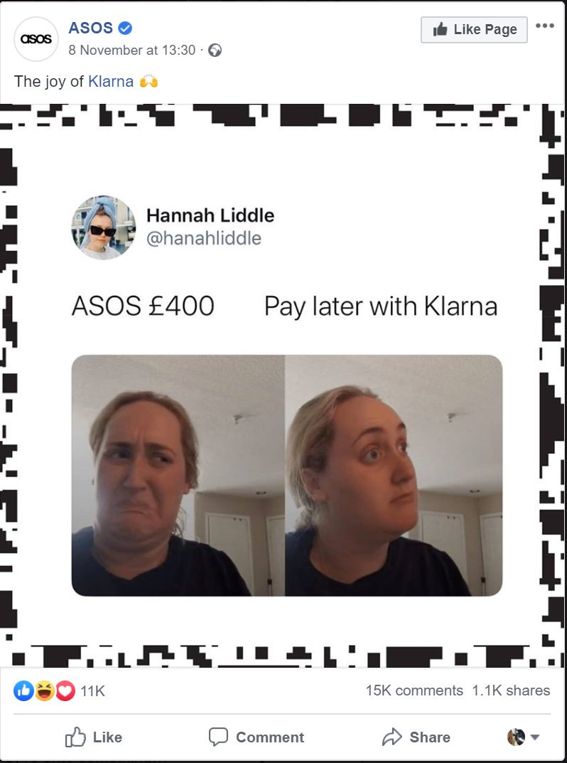 ASOS Klarna advert