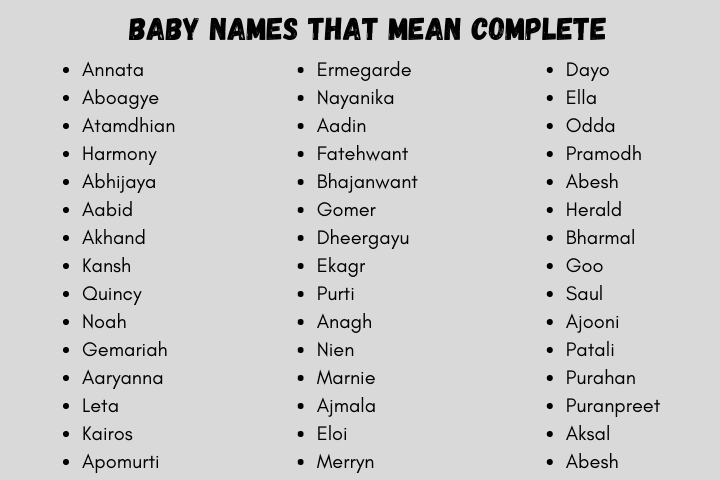 Baby Names That Mean Complete