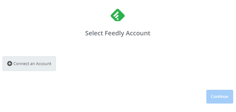 Connecting Feedly to a Zapier account.