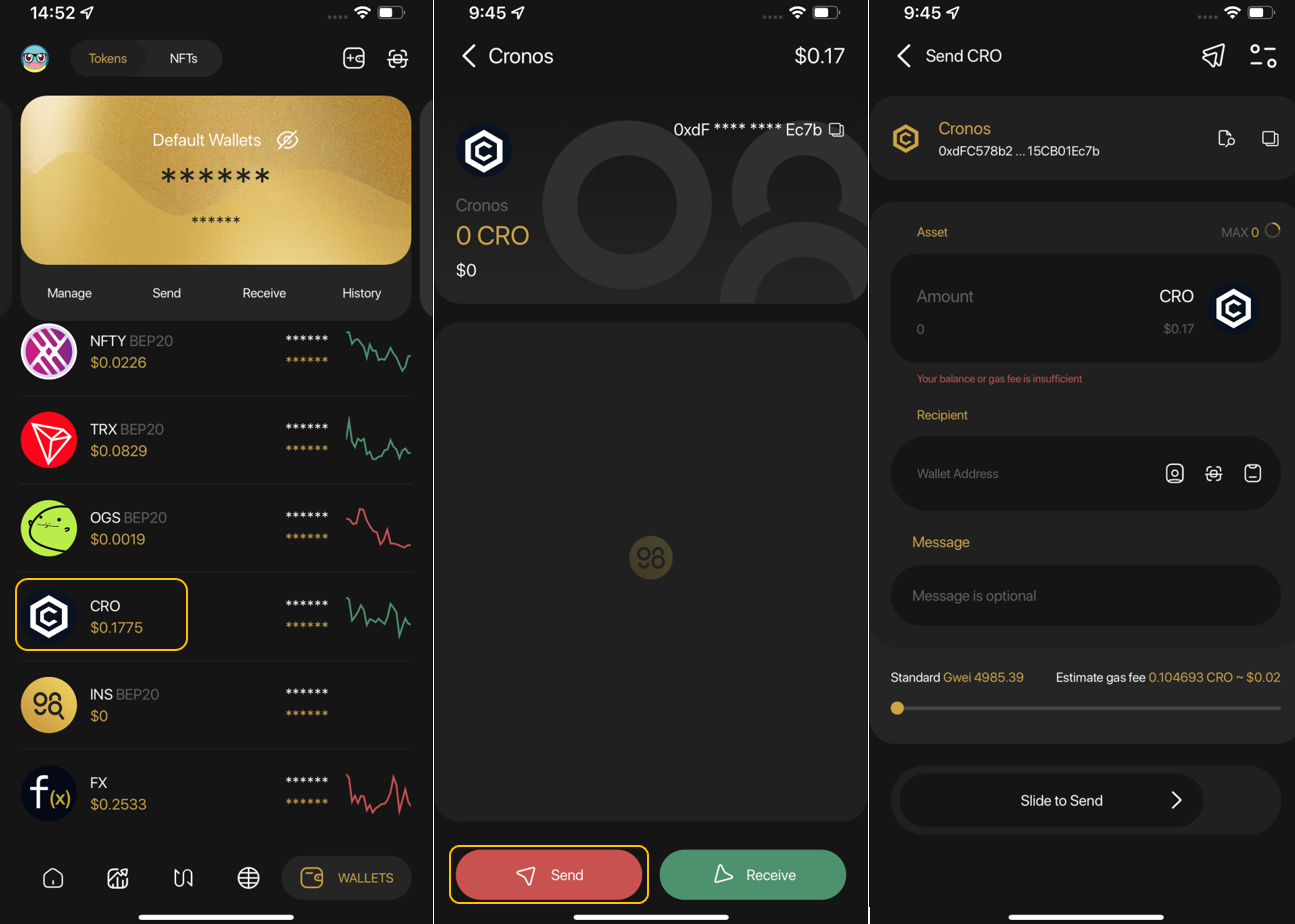 chuyển token cronos
