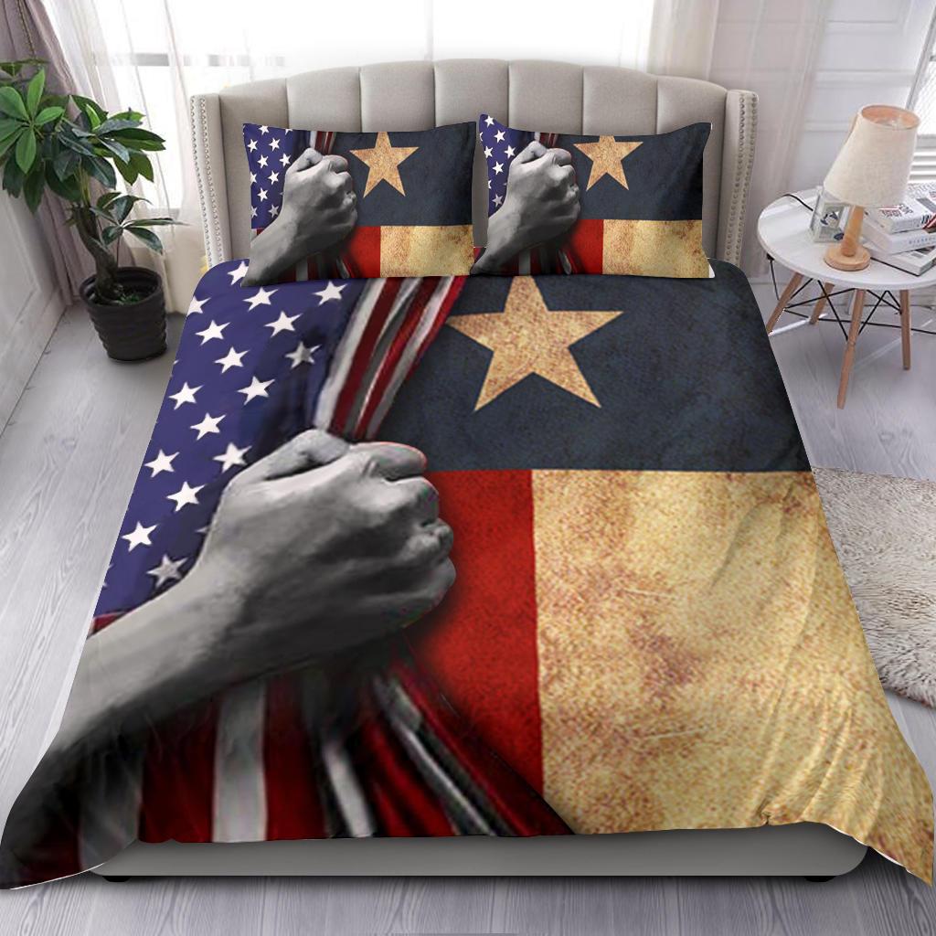 4th Of July Texas Behind American Flag Duvet Covers Bedding Sets Veterans Gifts