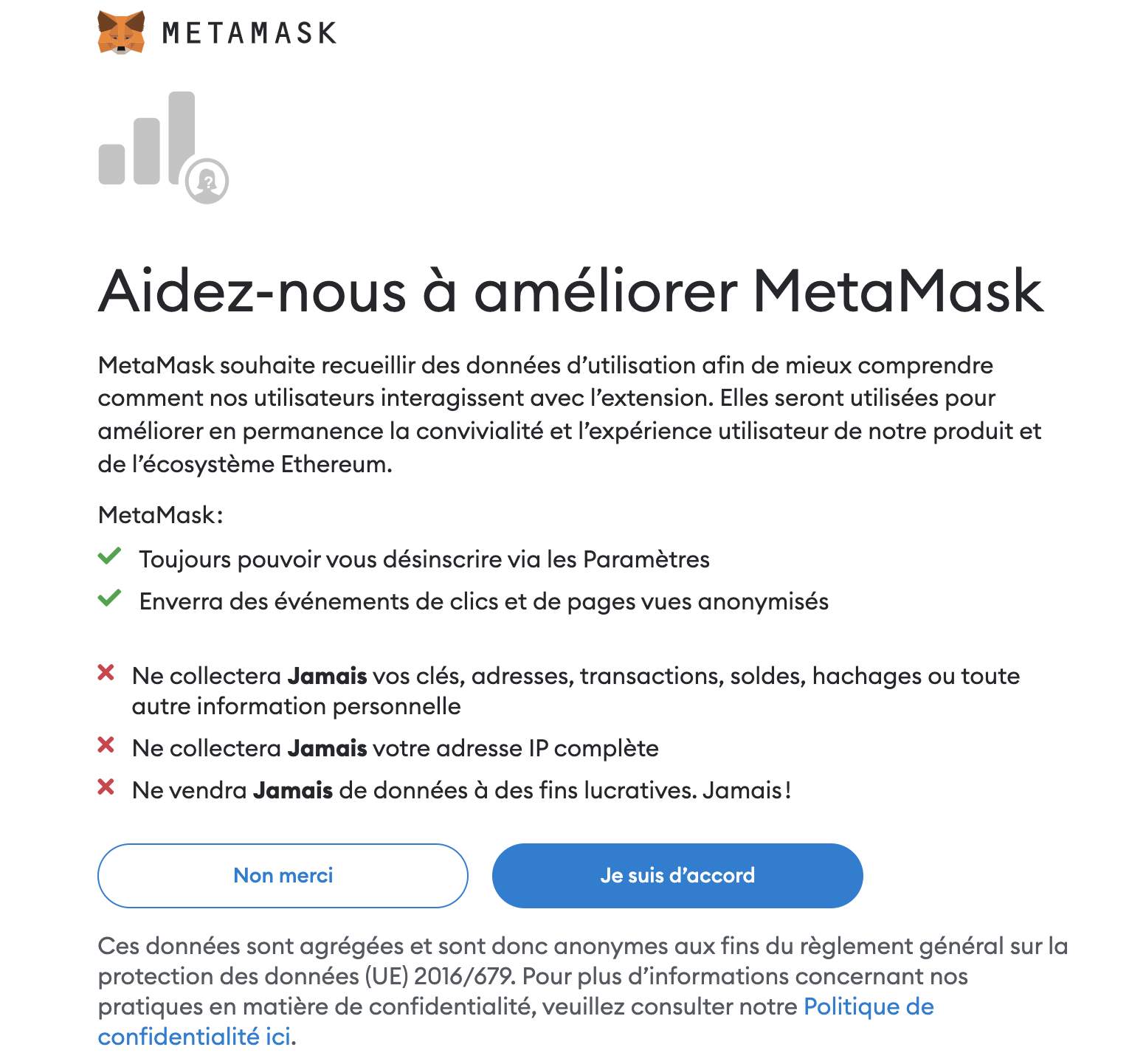 politique de confidentialité metamask