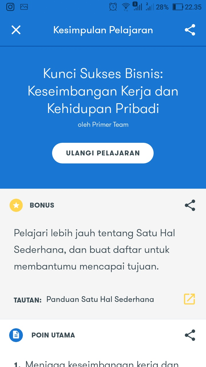 Tampilan Google Primer