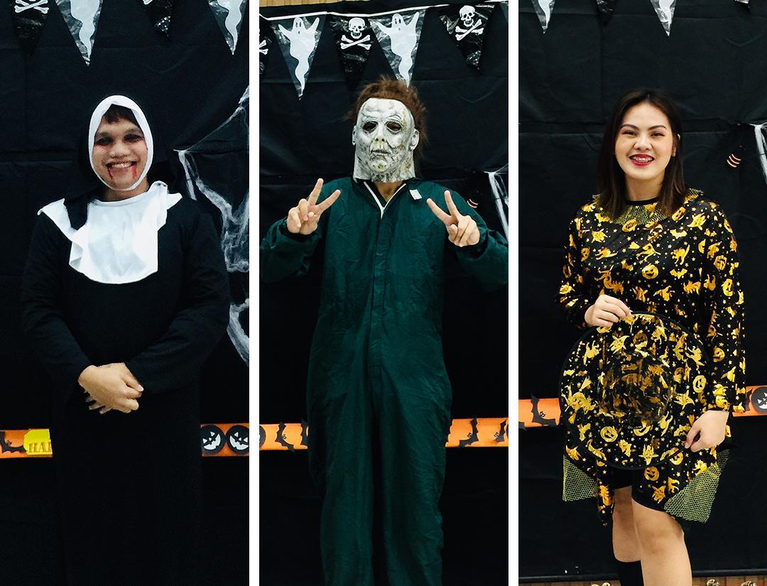 The winners of the Halloween Costume Competition 2022 (left to right): Joshua Almeria, Janno Martinez, and Cecilia Delos Reyes