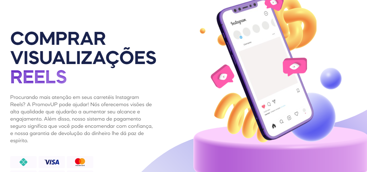 Página do Promovup. Fonte: https://promovup.com/comprar-visualizacoes-reels/