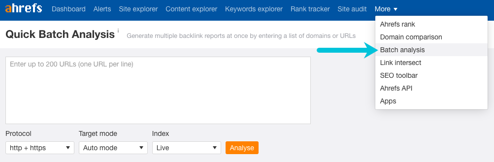 ahrefs batch analysis