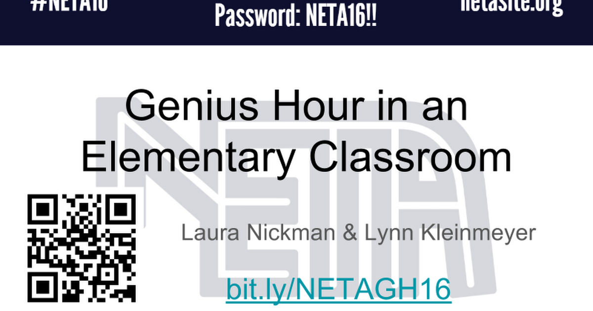 Genius Hour NETA16