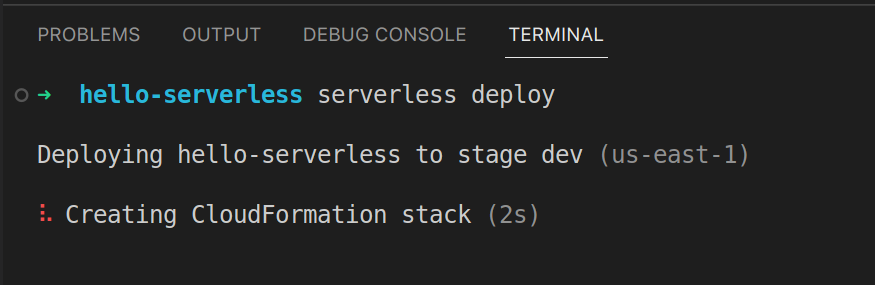Perintah untuk men-deploy serverless framework.