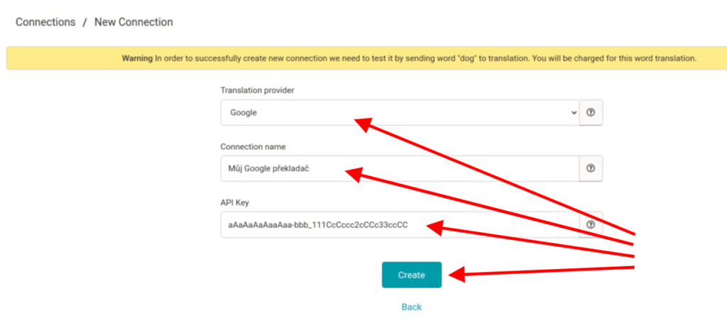 Ordelogy Translate vytvoření připojení s Google Translate API