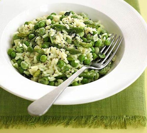 Microwave risotto primavera - easy to create whilst the kitchen fitters are in