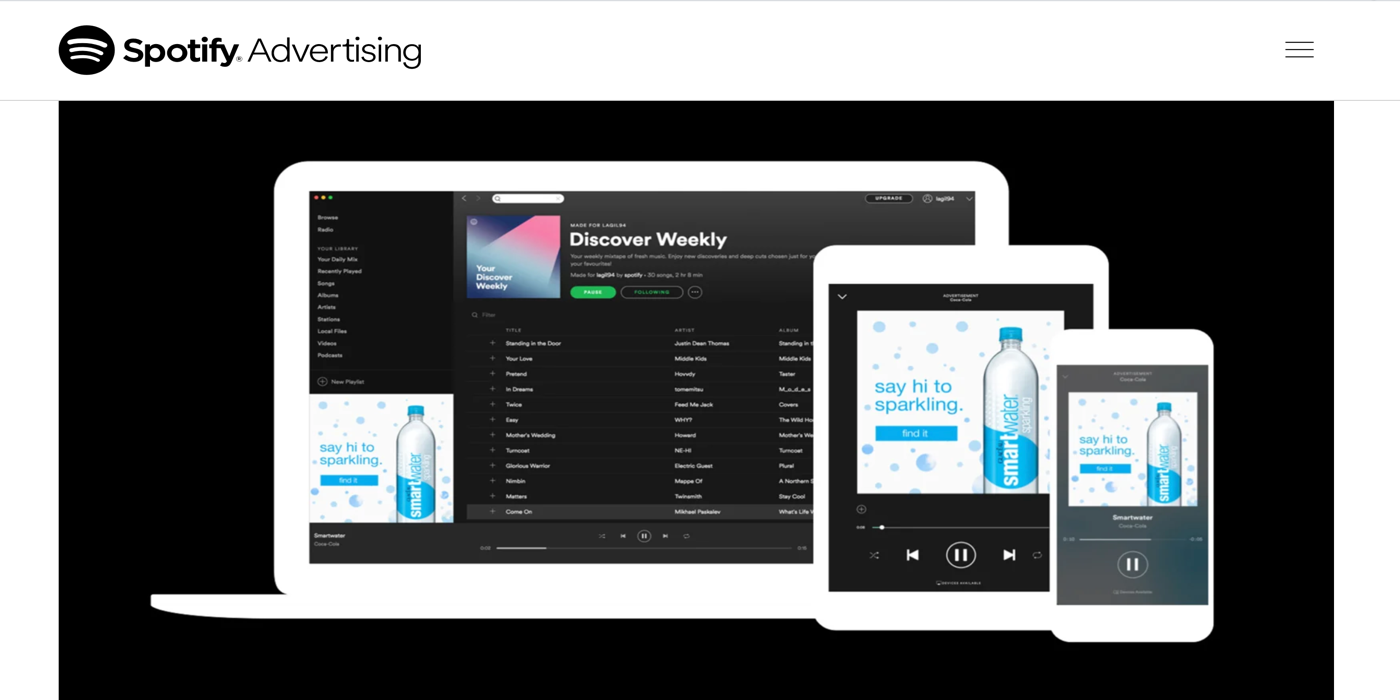 Spotify advertising - streaming radio and podcast service spotify offers audio and visual advertising options