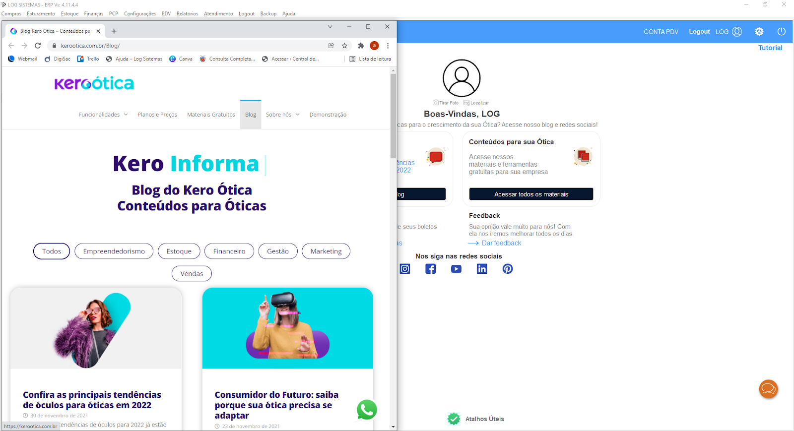 Tela de início e visão geral