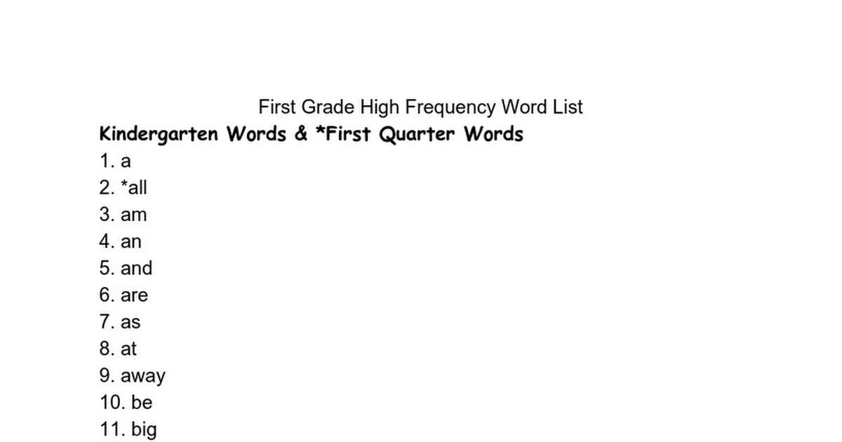 first-grade-high-frequency-word-list-google-docs