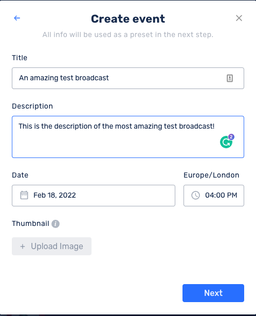 Creating a Restream Event