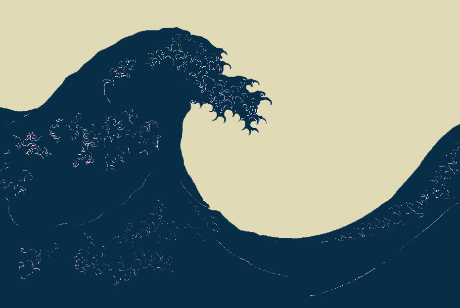 Vue du principe du Yin et du Yang dans la grande vague de Hokusai