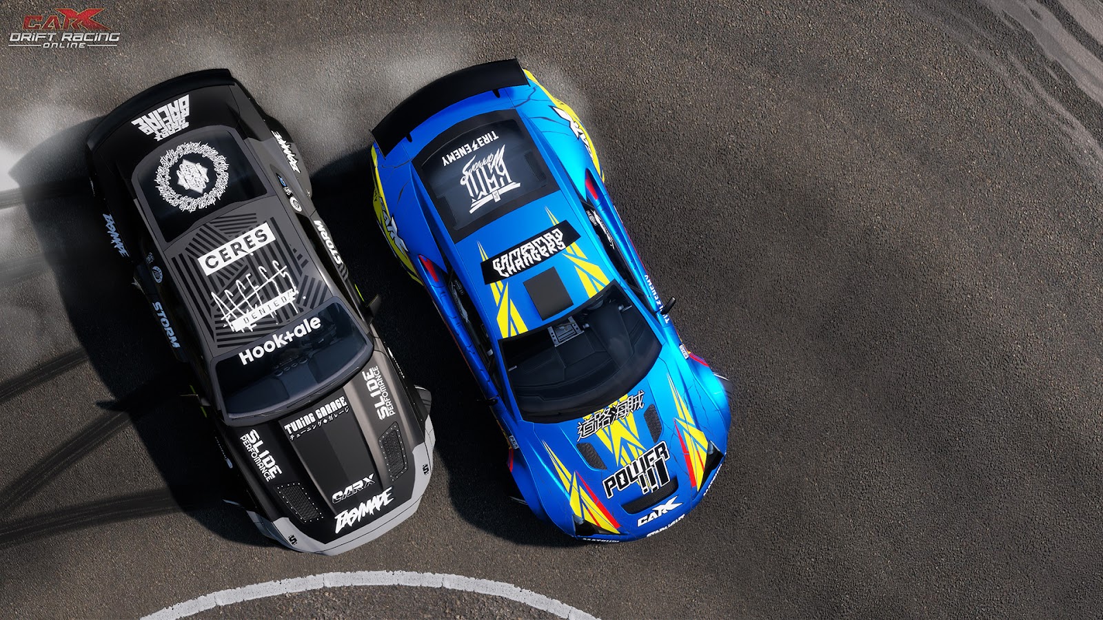 Image of two cars drifting side by side on CarX Drift Racing Online