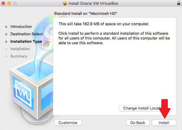 installing VirtualBox in macOS 