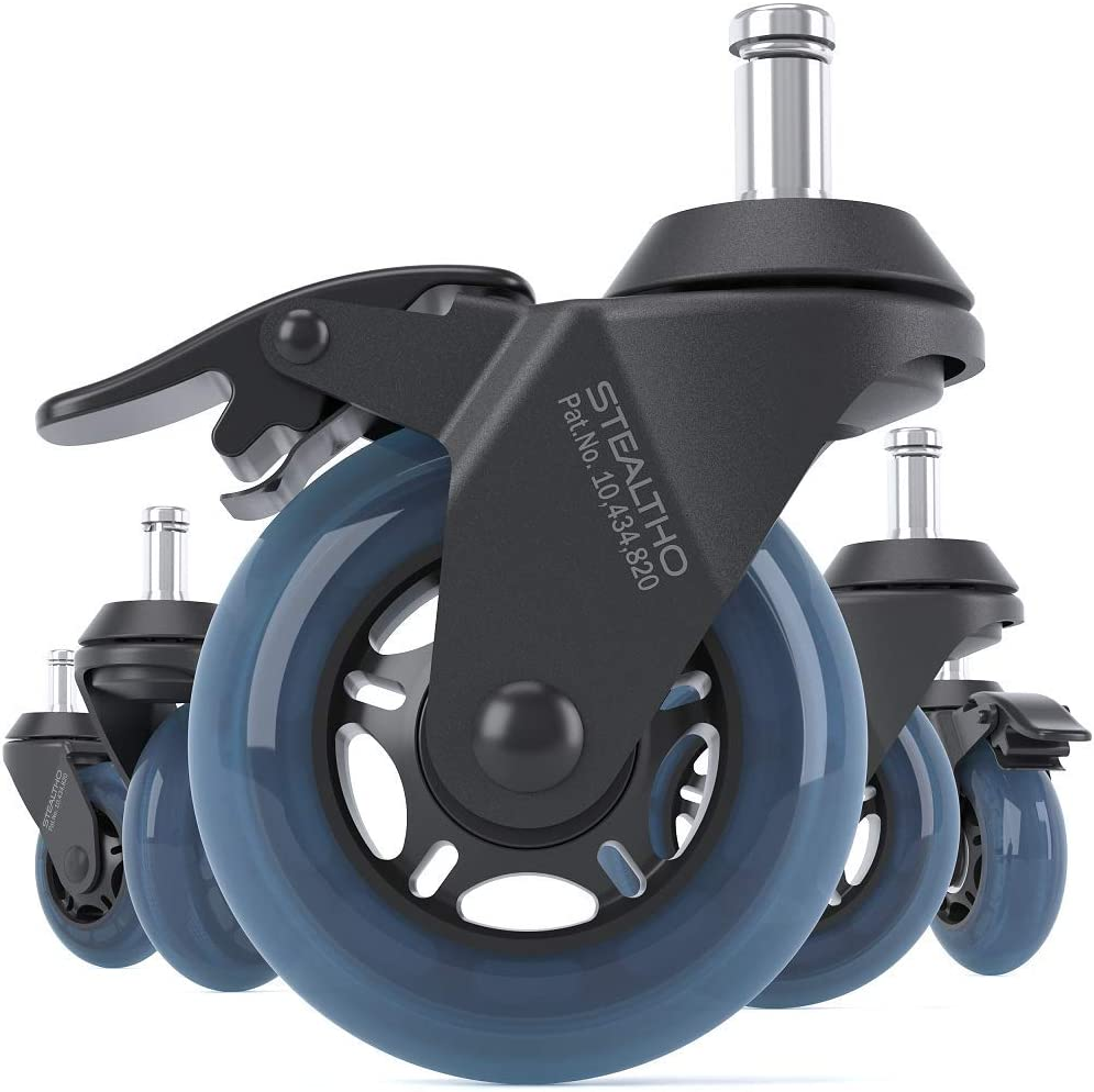 Caster wheels that have a locking system help to stop the gaming chair from moving around on a carpet unnecessarily.