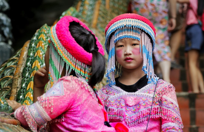 Girls are wearing a cultural dress
