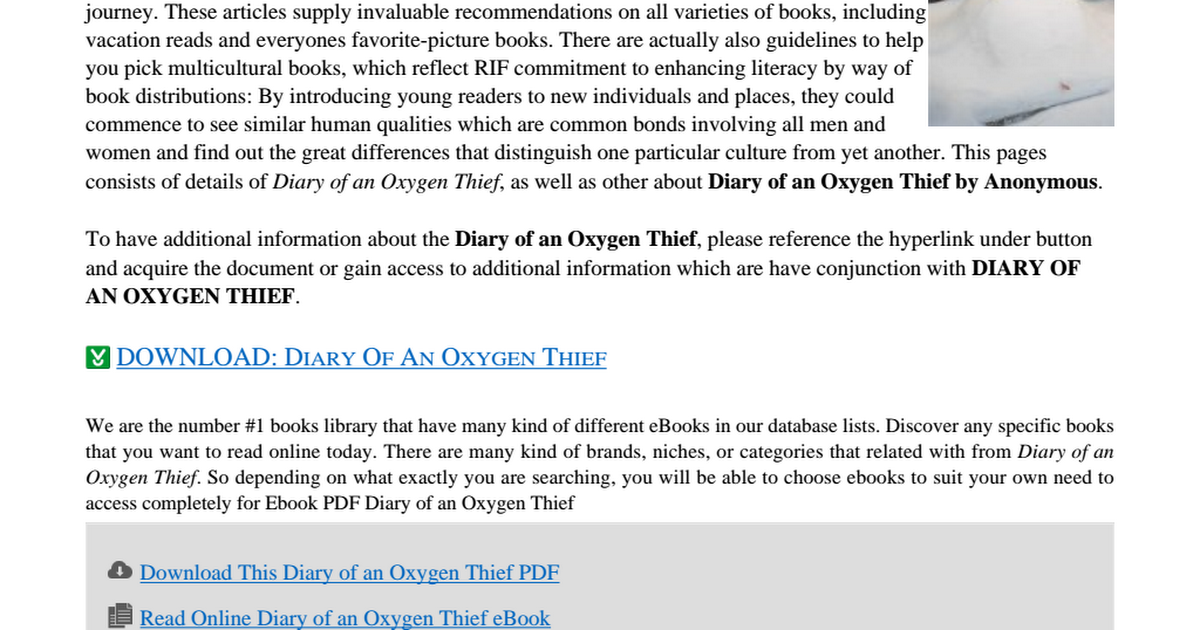 diary of an oxygen thief pdf free download