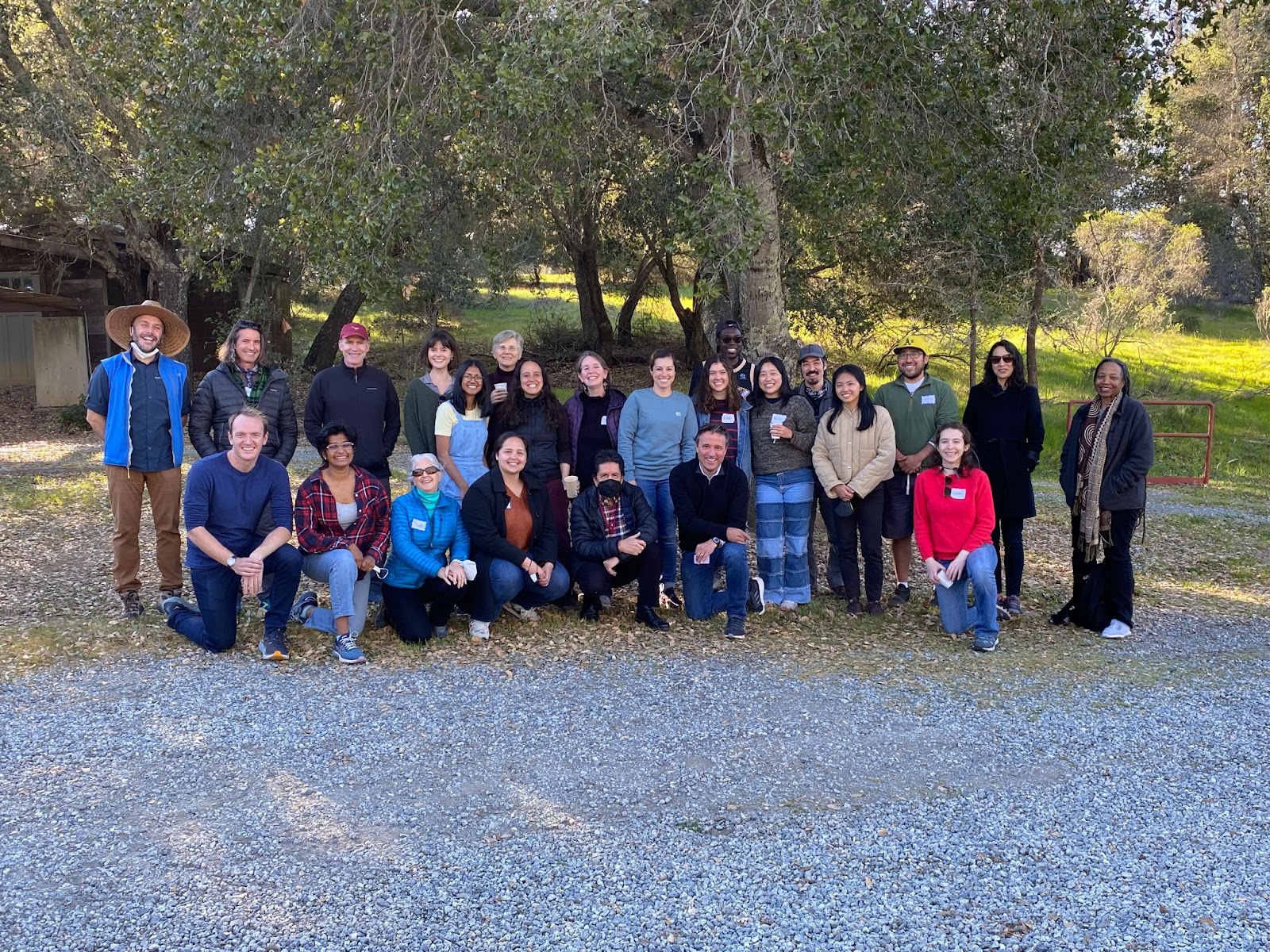 Participants of the first  Environmental Justice Working Group at Stanford retreat at Jasper Ridge Biological Preserve.