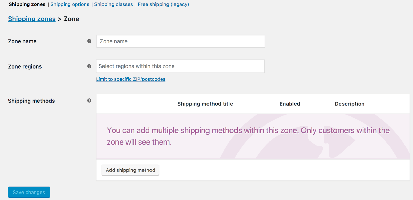 manage woocommerce shipping zones