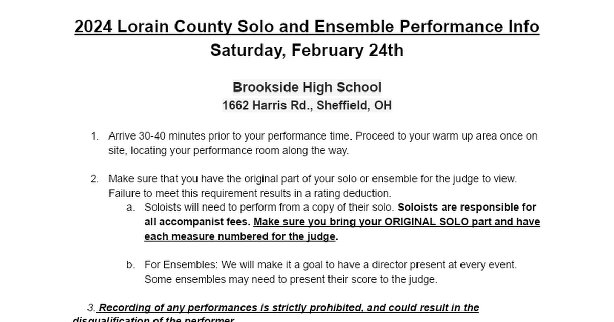 2023 Lorain County Solo/Ensemble Info Google Docs