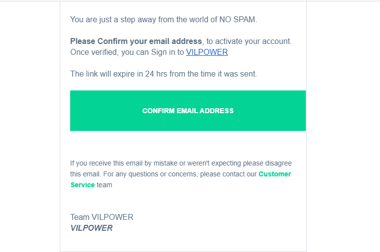 Verification email received from Vodafone DLT portal during registration