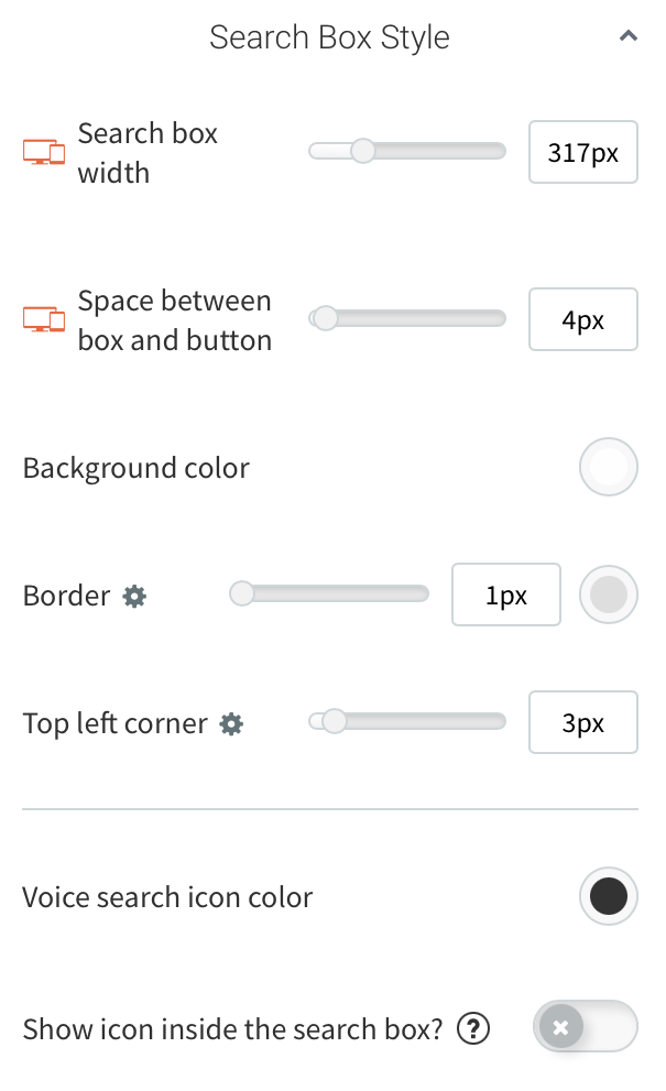 Search box settings