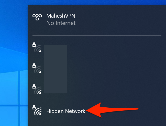 Kết nối với Wi-Fi ẩn trong Thanh tác vụ Windows 10