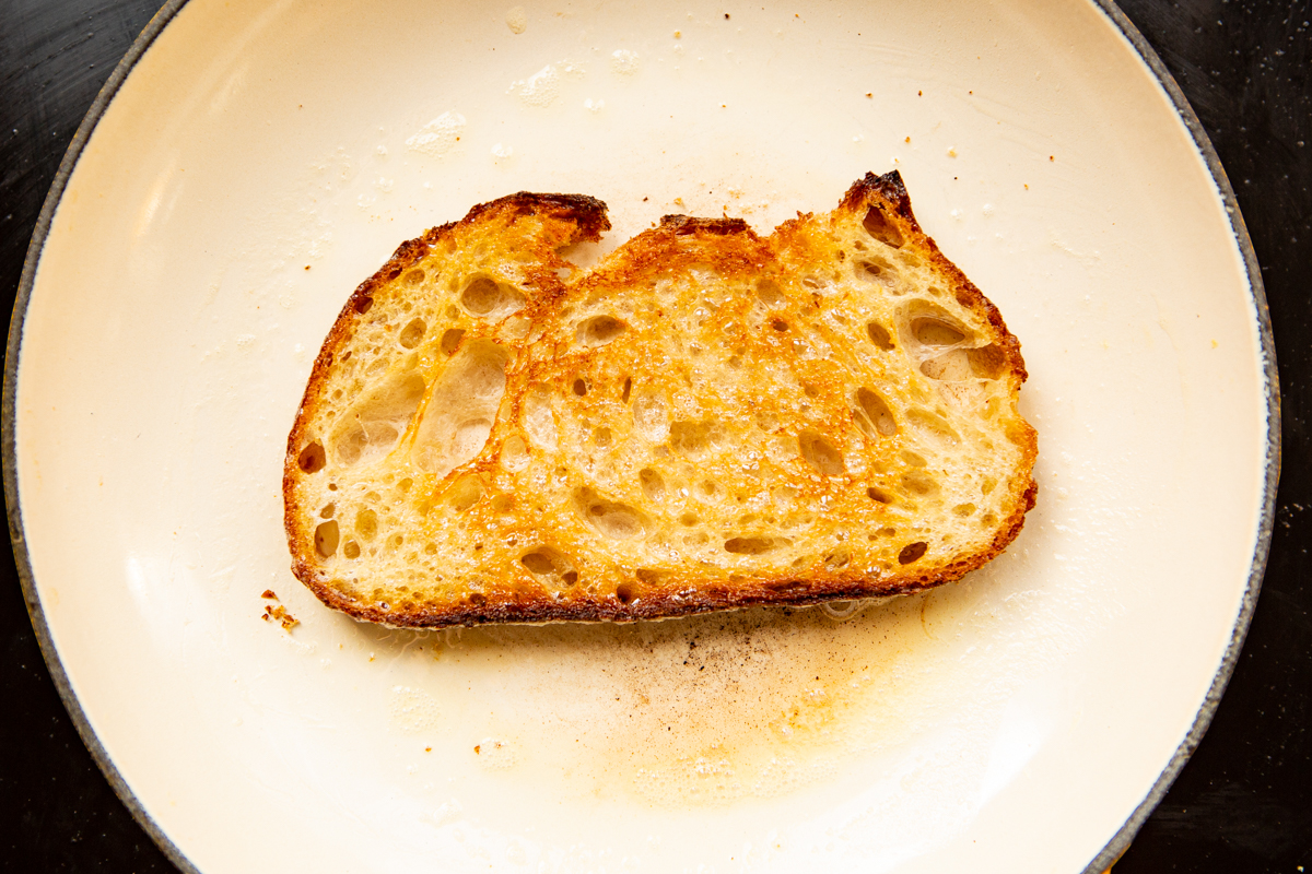 toasted bread in a nonstick skillet