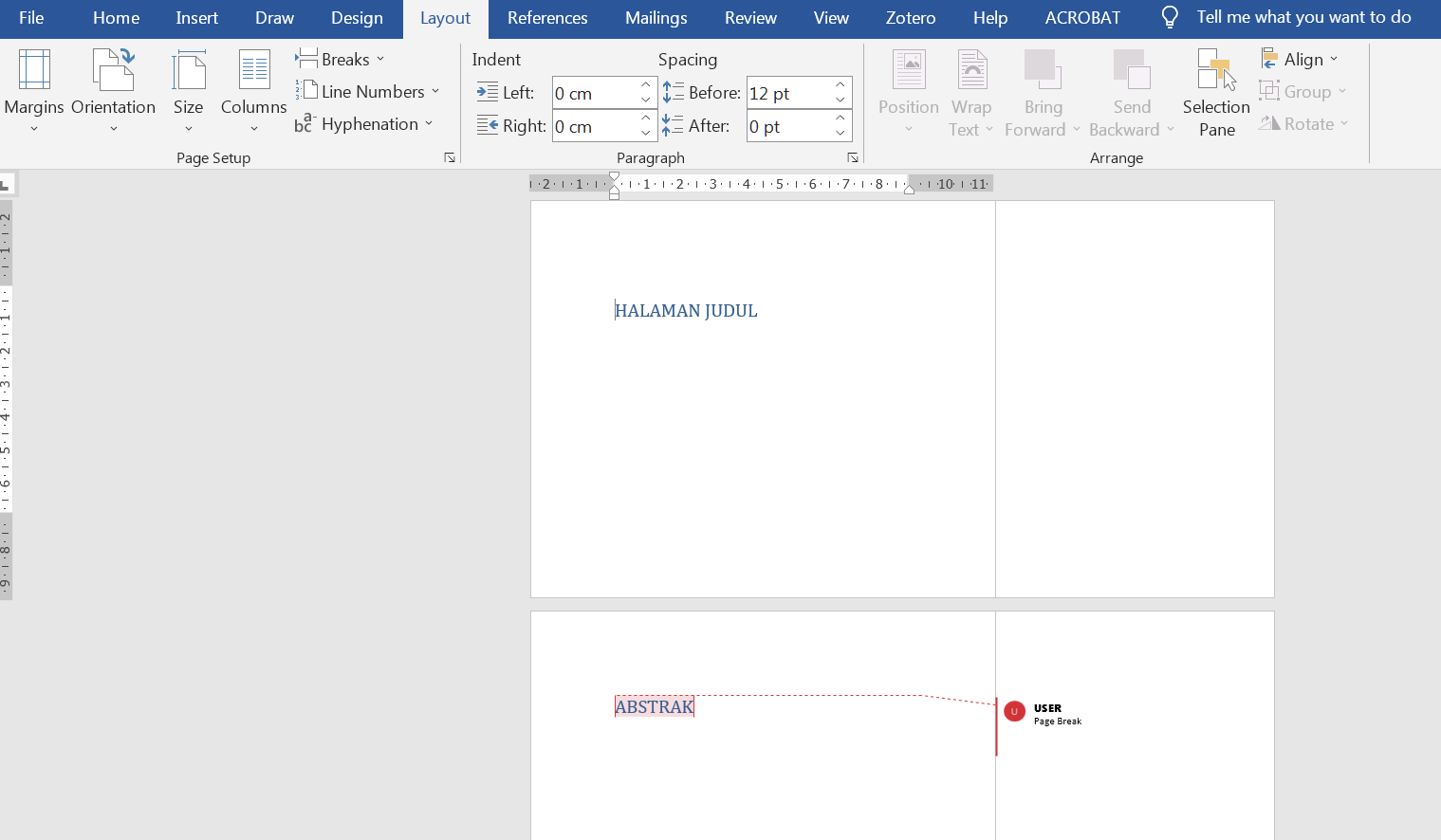 cara penomoran halaman di word