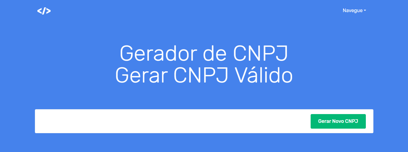 tela gerador CNPJ