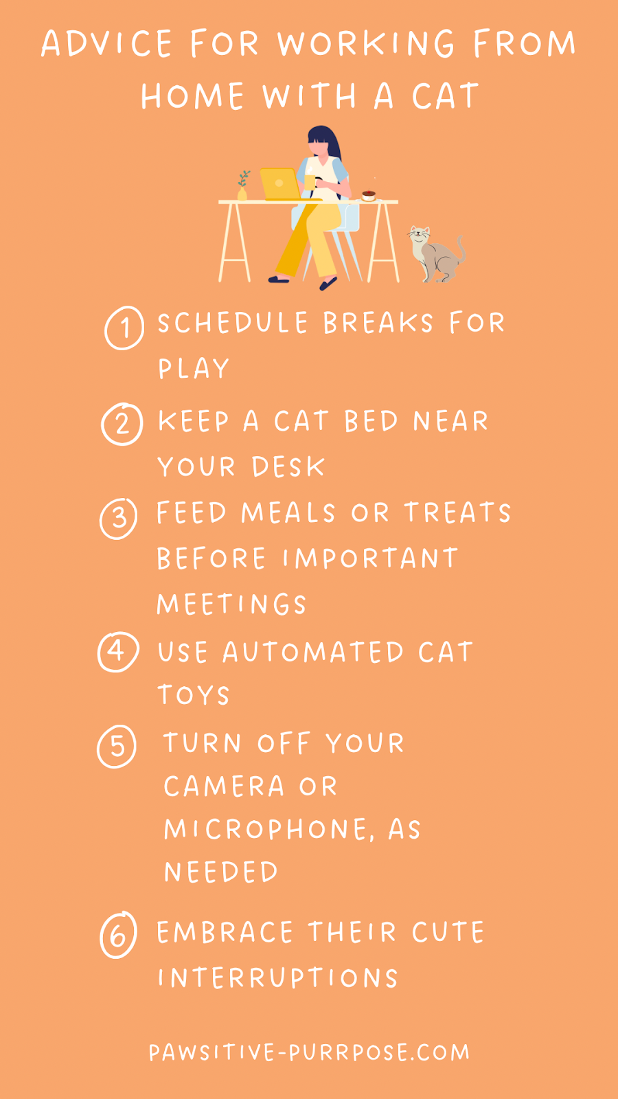 List of advice for working from home with a cat or pet as a remote employee