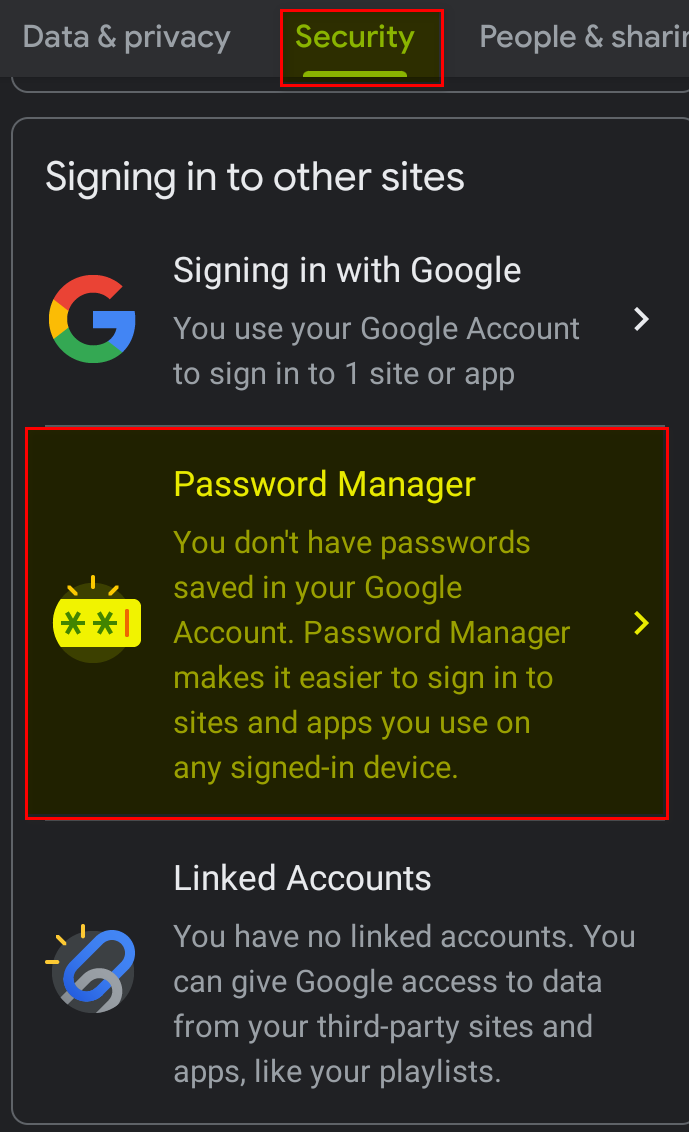 password manager option 