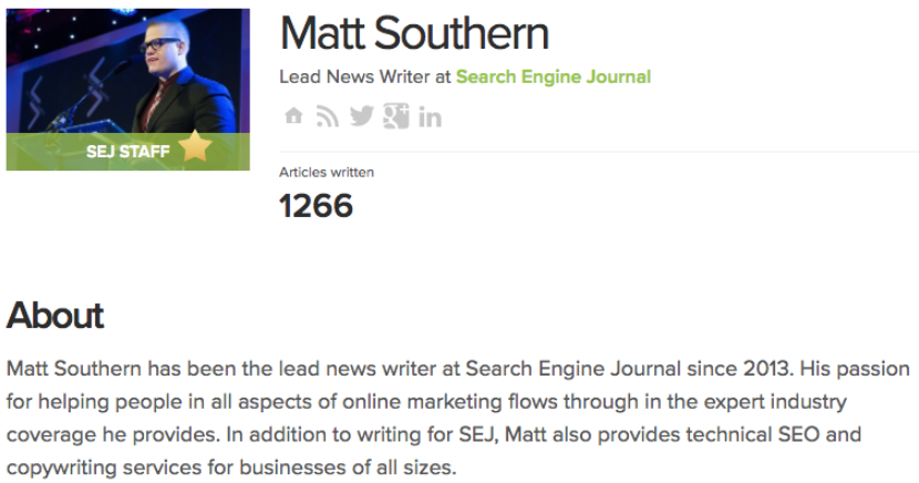 a great author bio from Matt Southern