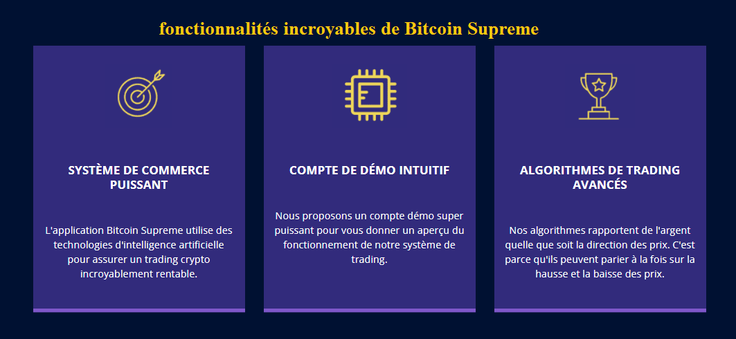 Bitcoin supreme Fonctionnalités