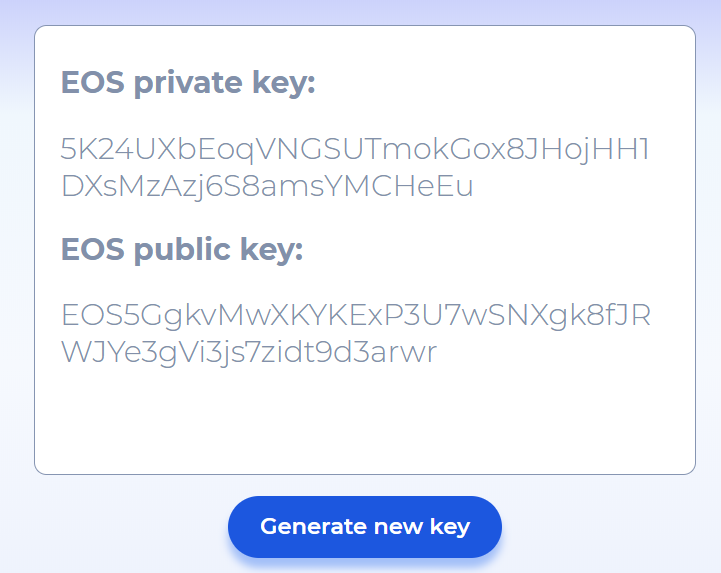 Generate New Private Public Key Pair