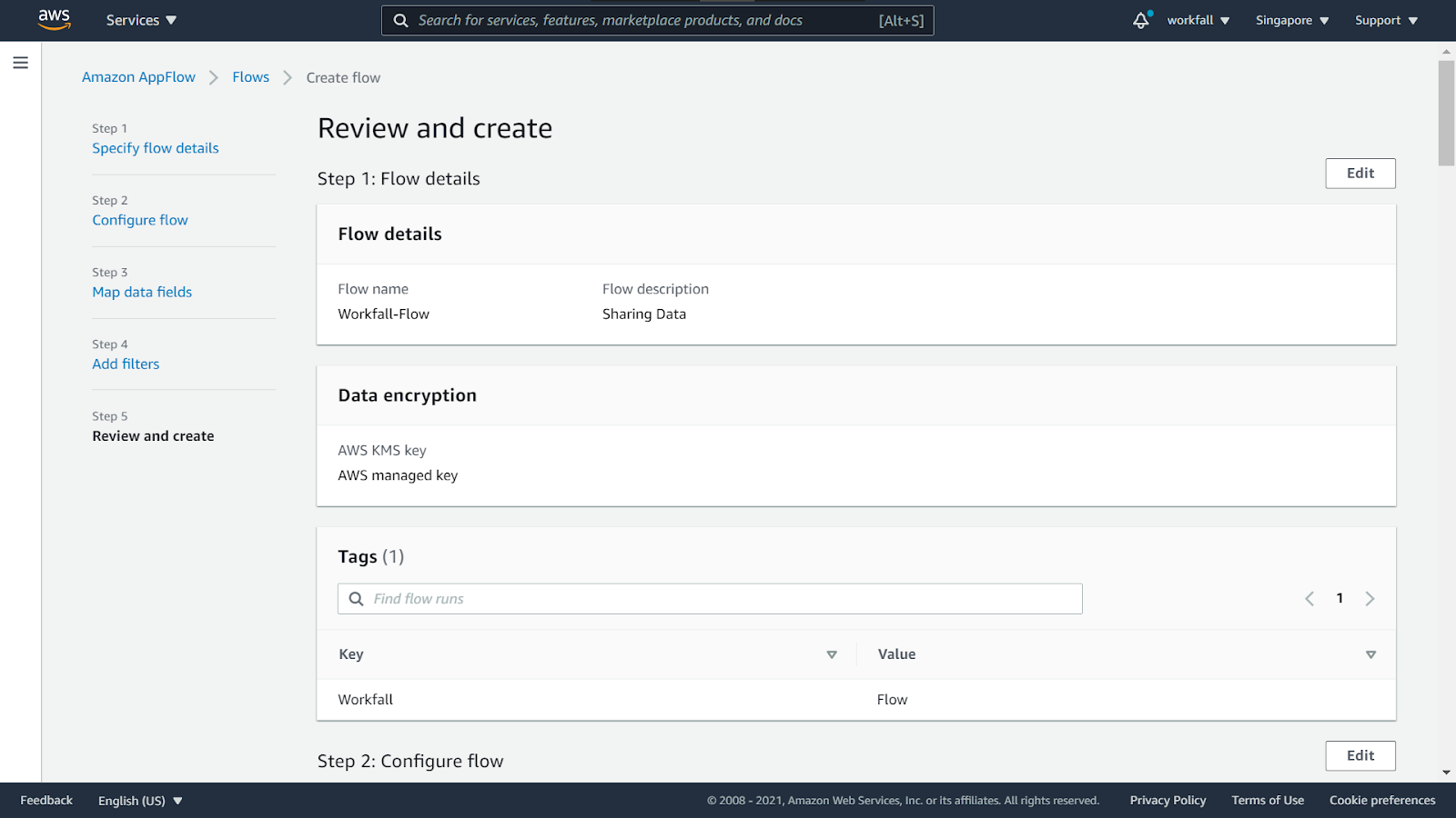 How to create a data flow to share data between AWS and Salesforce using Amazon AppFlow?
