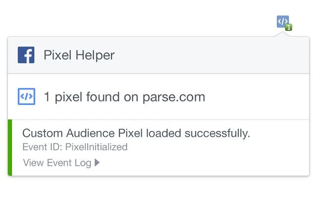 Extensión Facebook Pixel Helper