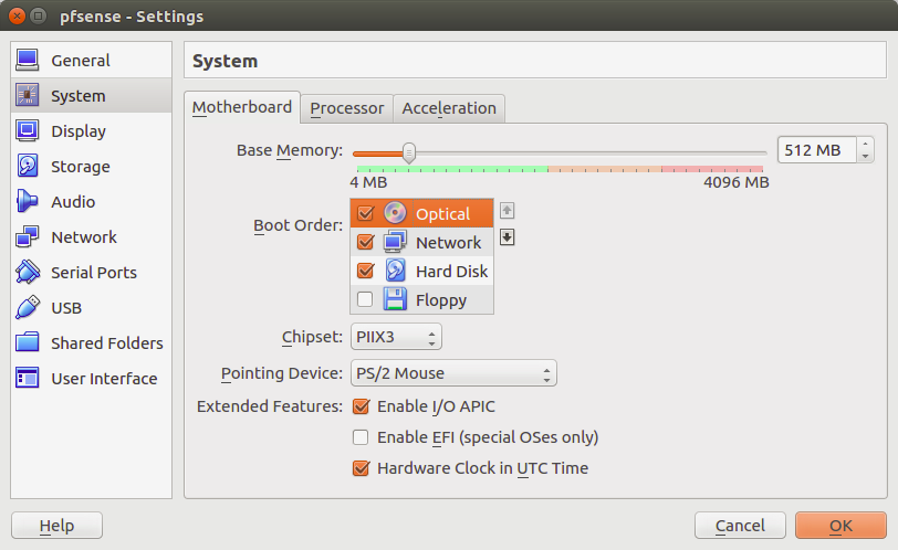 pfsense settings-base memory