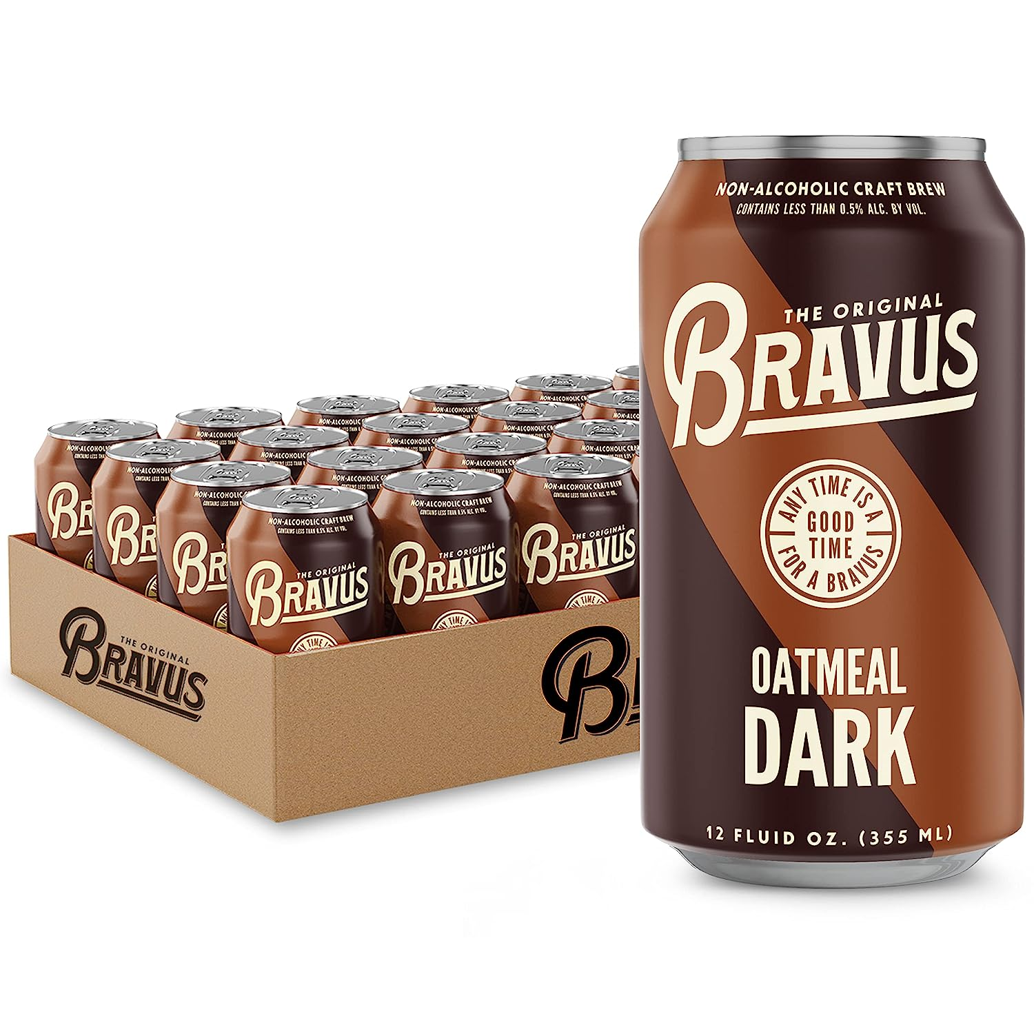 
Bravus Oatmeal Dark NA Craft Brew 12 Oz Cans Pack of 24