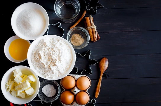 ingredients for baking gingerbread or cake