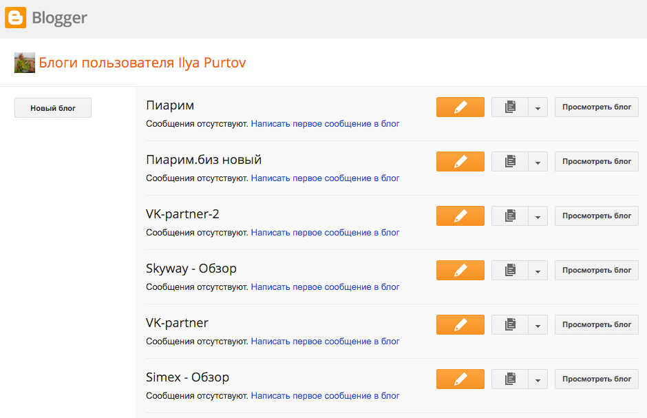 Blogger - Список наших блогов